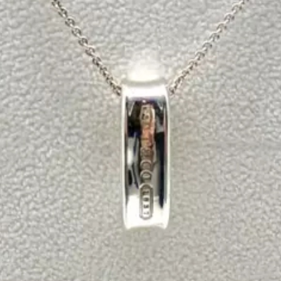 Authentic Tiffany & Co 1837. 925 Sterling Silver 1” oval pendant on 18” chain. - Picture 3 of 16